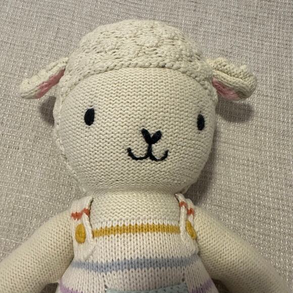 Cuddle + Kind Hand-Knit Lamb Doll | Crochet Stuffed Animal | Baby Girl Gift - Picture 2 of 9